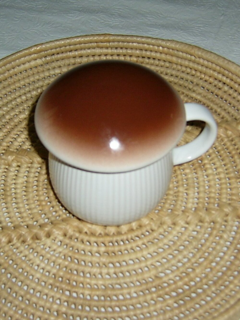 World Market Lidded Ceramic Mushroom Cup, NEW